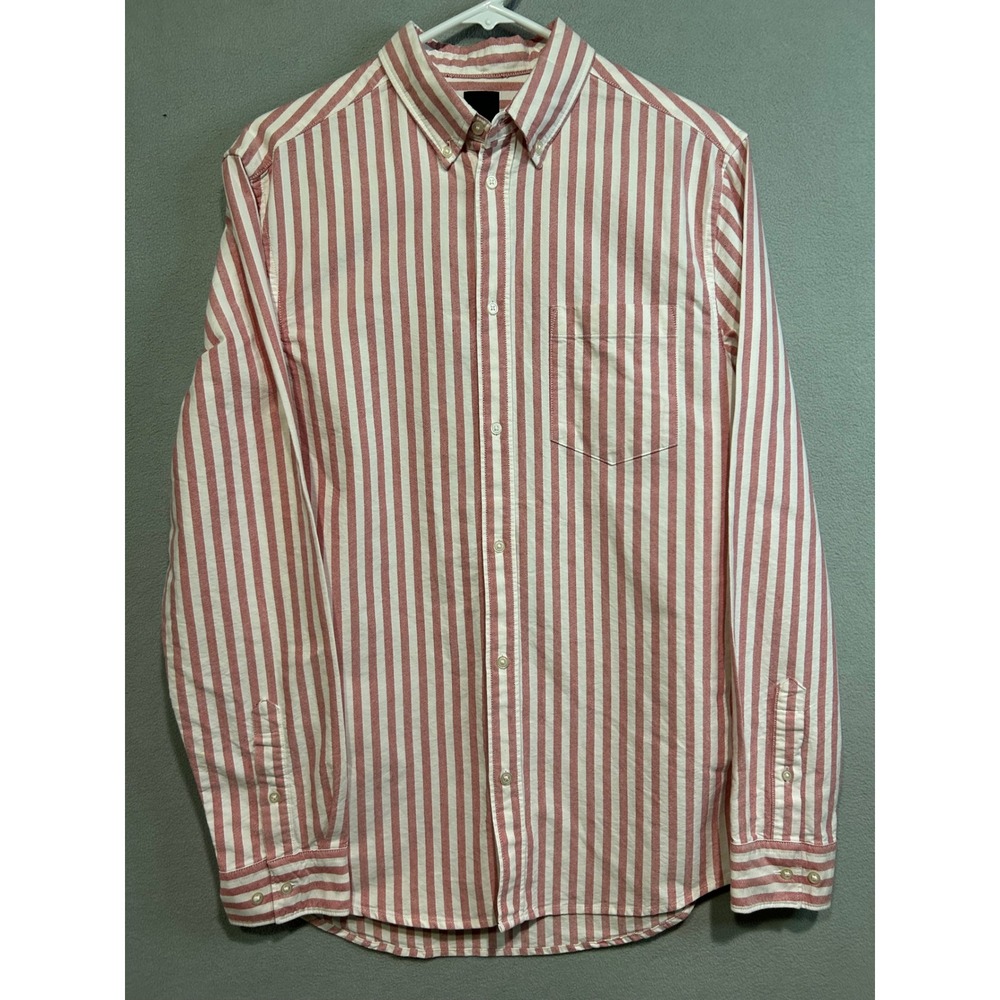 H&M Mens Striped Button‎ Down Shirt Size Small Red White Long Sleeve Casual